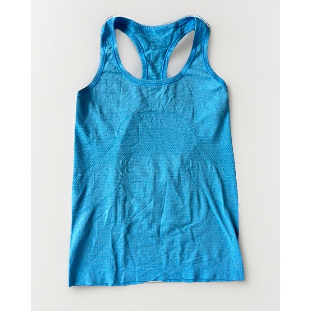 LULULEMON swiftly tech Hawaiian Blue Teal racerback tank top‎ size 6 Tennis Yoga